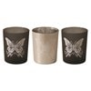 Black & Silver Butterfly Tealight Votive Holders Set3