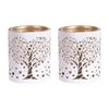 Votive Holder Metal Silhouette – White and Gold Heart Tree set of two