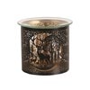 Tealight Wax Melter and Candle Holder - Black & Gold Silhouette Deer Family