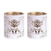 Votive Holder Metal Silhouette – White and Gold Highland set of two