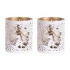 Votive Holder Metal Silhouette – White and Gold Seated Fairy set of two