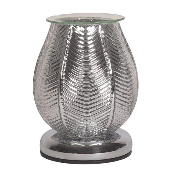 Electric Wax Melter Touch - Ribbed Silver Lustre 18cm