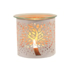 Tealight Wax Melter and Candle Holder - White Silhouette Tree of Life 10.5cm