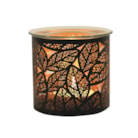 Tealight Wax Melter and Candle Holder - Black Silhouette Leaves 10.5cm