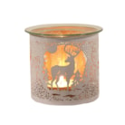 Tealight Wax Melter and Candle Holder - White Silhouette Stag 10.5cm