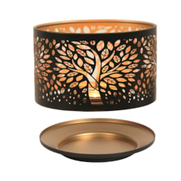 Jar Shade & Tray Set Metal Silhouette - Black Tree of Life