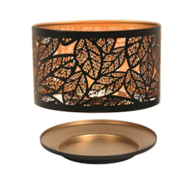 Jar Shade & Tray Set Metal Silhouette - Black Leaves