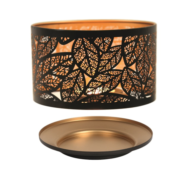 Jar Shade & Tray Set Metal Silhouette - Black Leaves