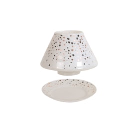 Jar Shade & Tray Set White Glass - Silver & Gold Dots