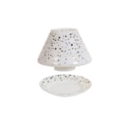 Jar Shade & Tray Set White Glass - Black & Gold Dots