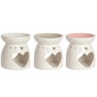 Wax Melt Burner Heart 3 Assorted Pink, White, Grey