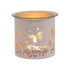 Tealight Wax Melter & Candle Holder - White & Gold Silhouette Butterfly 10.5cm