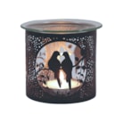 Tealight Wax Melter & Candle Holder - Black & Silver Silhouette Doves 10.5cm