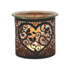 Tealight Wax Melter & Candle Holder - Black & Gold Silhouette Heart 10.5cm