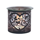 Tealight Wax Melter & Candle Holder - Black & Silver Silhouette Heart 10.5cm