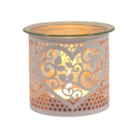 Tealight Wax Melter & Candle Holder - White & Gold Silhouette Heart 10.5cm