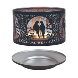 Jar Shade & Tray Set Metal Silhouette - Black and Silver Doves