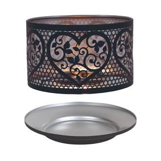 Jar Shade & Tray Set Metal Silhouette - Black and Silver Heart