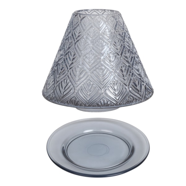 Jar Shade & Tray Set Glass Leaf - Grey