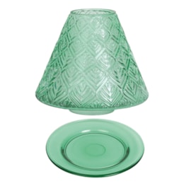 Jar Shade & Tray Set Glass Leaf - Green