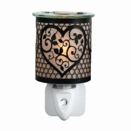 Wax Melter Plug In - Black & Gold Silhouette Heart 13cm