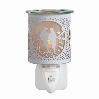 Wax Melter Plug In - White & Gold Silhouette Doves 13cm