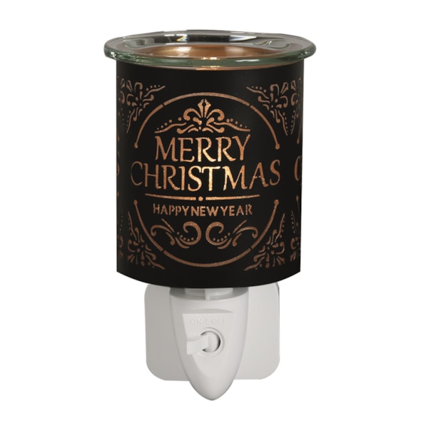 Wax Melter Plug In - Black & Gold Silhouette Merry Christmas 13cm