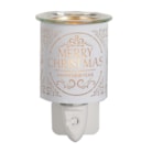 Wax Melter Plug In - White & Gold Silhouette Merry Christmas 13cm