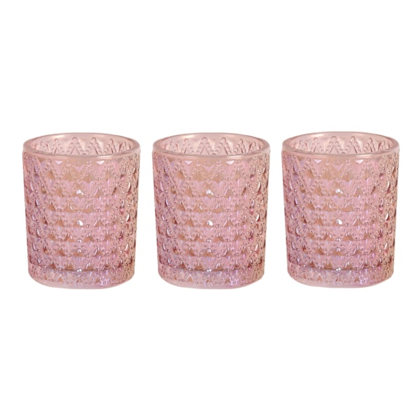 Pink Lustre Set of 3 Tealight Votive Holder