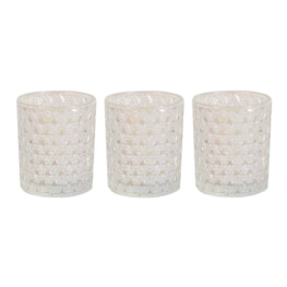 Clear Lustre Set of 3 Tealight Votive Holder