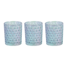 Blue Lustre Set of 3 Tealight Votive Holder