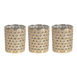 Champagne Lustre Set of 3 Tealight Votive Holder