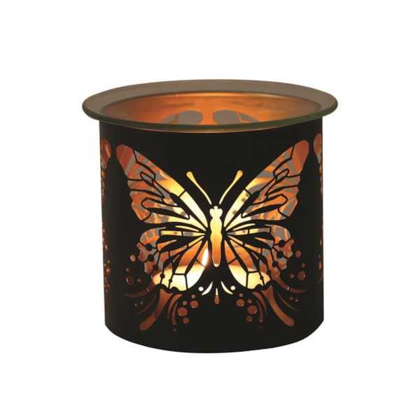 Tealight Wax Melter and Candle Holder - Black & Gold Silhouette Melter Butterfly