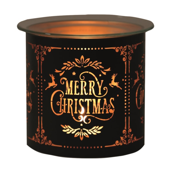 Tealight Wax Melter and Candle Holder - Black Silhouette Merry Christmas