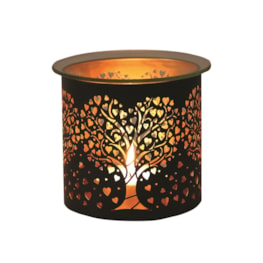 Tealight Wax Melter and Candle Holder -Black & Gold Silhouette Melter Heart Tree