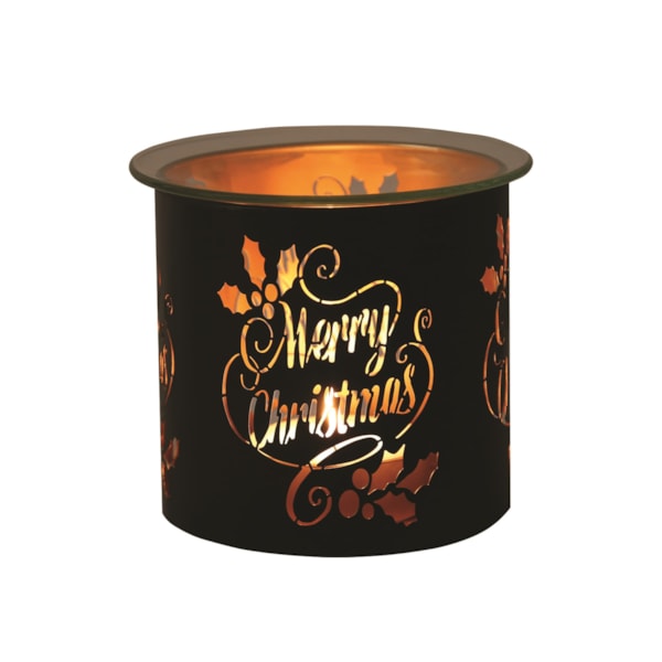 Tealight Wax Melter and Candle Holder - Black & Gold Silhouette Melter Merry