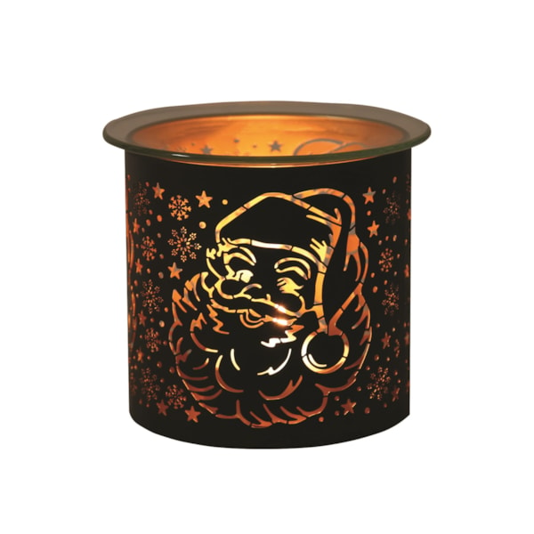 Tealight Wax Melter and Candle Holder - Black & Gold Silhouette Melter Santa