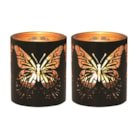 Votive Holder Metal Silhouette – Black and Gold Butterfly set of two