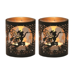 Votive Holder Metal Silhouette – Black and Gold Fly Fairy set of two