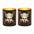 Votive Holder Metal Silhouette – Black and Gold Highland set of two