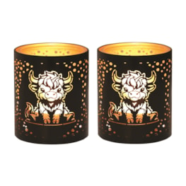 Votive Holder Metal Silhouette – Black and Gold Highland set of two