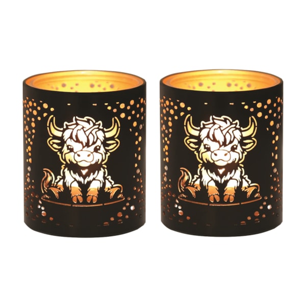 Votive Holder Metal Silhouette – Black and Gold Highland set of two