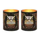 Votive Holder Metal Silhouette – Black and Gold Owl set of two