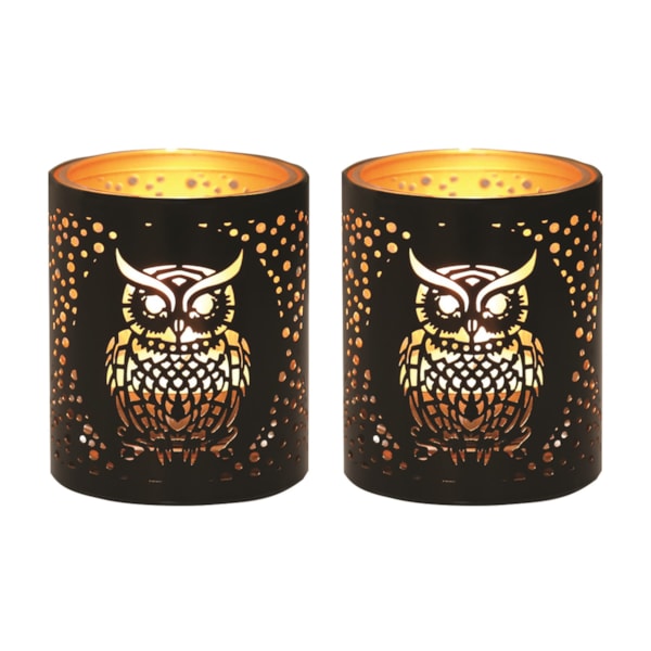 Votive Holder Metal Silhouette – Black and Gold Owl set of two