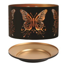 Jar Shade & Tray Set Metal Silhouette - Black Butterfly