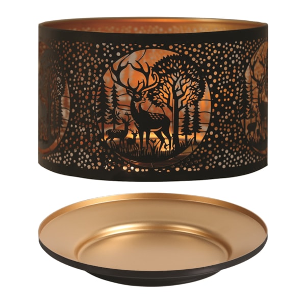 Jar Shade & Tray Set Metal Silhouette - Black Deer Family