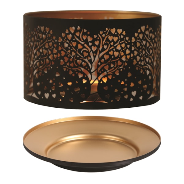 Jar Shade & Tray Set Metal Silhouette - Black Heart Tree