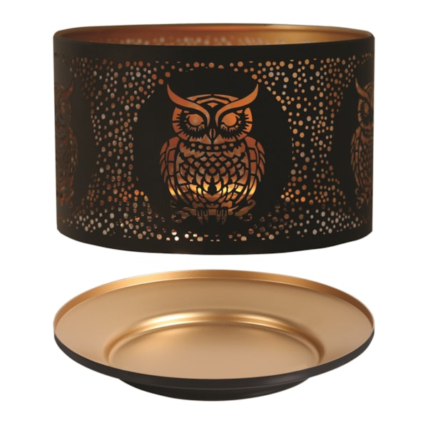 Jar Shade & Tray Set Metal Silhouette - Black Owl