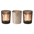 Black & Silver Butterfly Tealight Votive Holders Set3