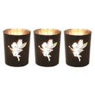 Black & Silver Fairy Tealight Votive Holders Set3